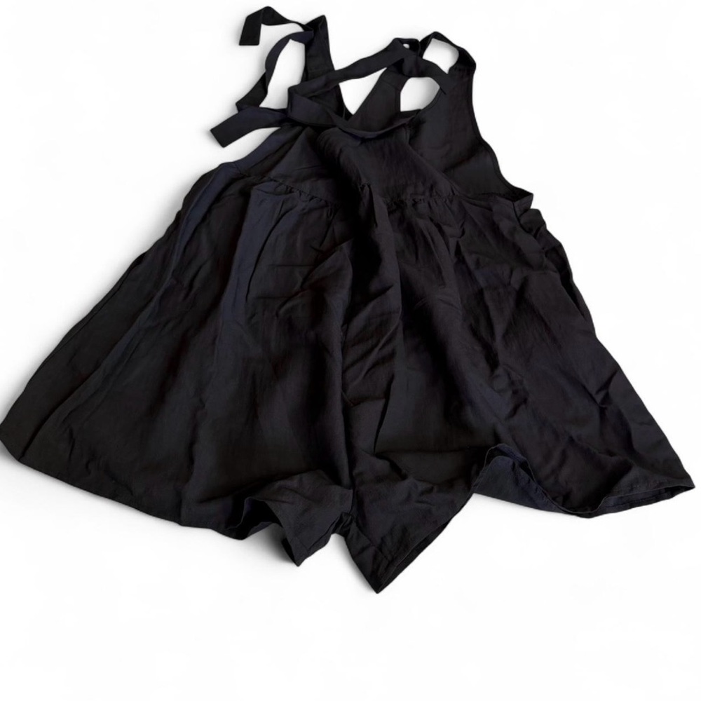SHEIN EZwear Black Tie Shoulder Babydoll Romper with Pockets Size S - Picture 4 of 7
